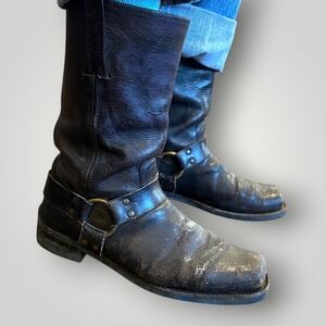 VTG 1980s FRYE 12R Boots 11M Harness Mens Brown Leather Made In USA Distressed